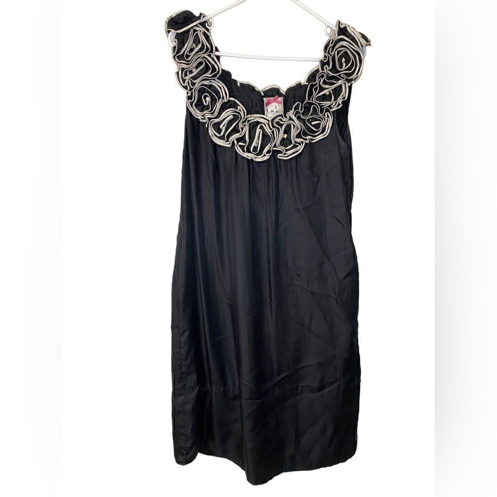 Yoanna Baraschi 100% silk Midi Black Dress